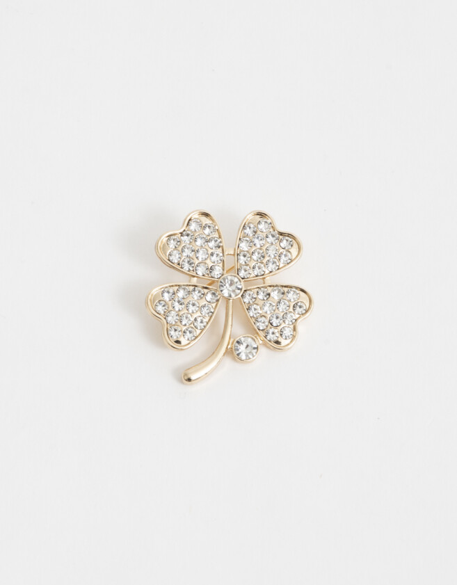 Prendedor Con strass Prendedor De Trébol Con Strass - Dorado
