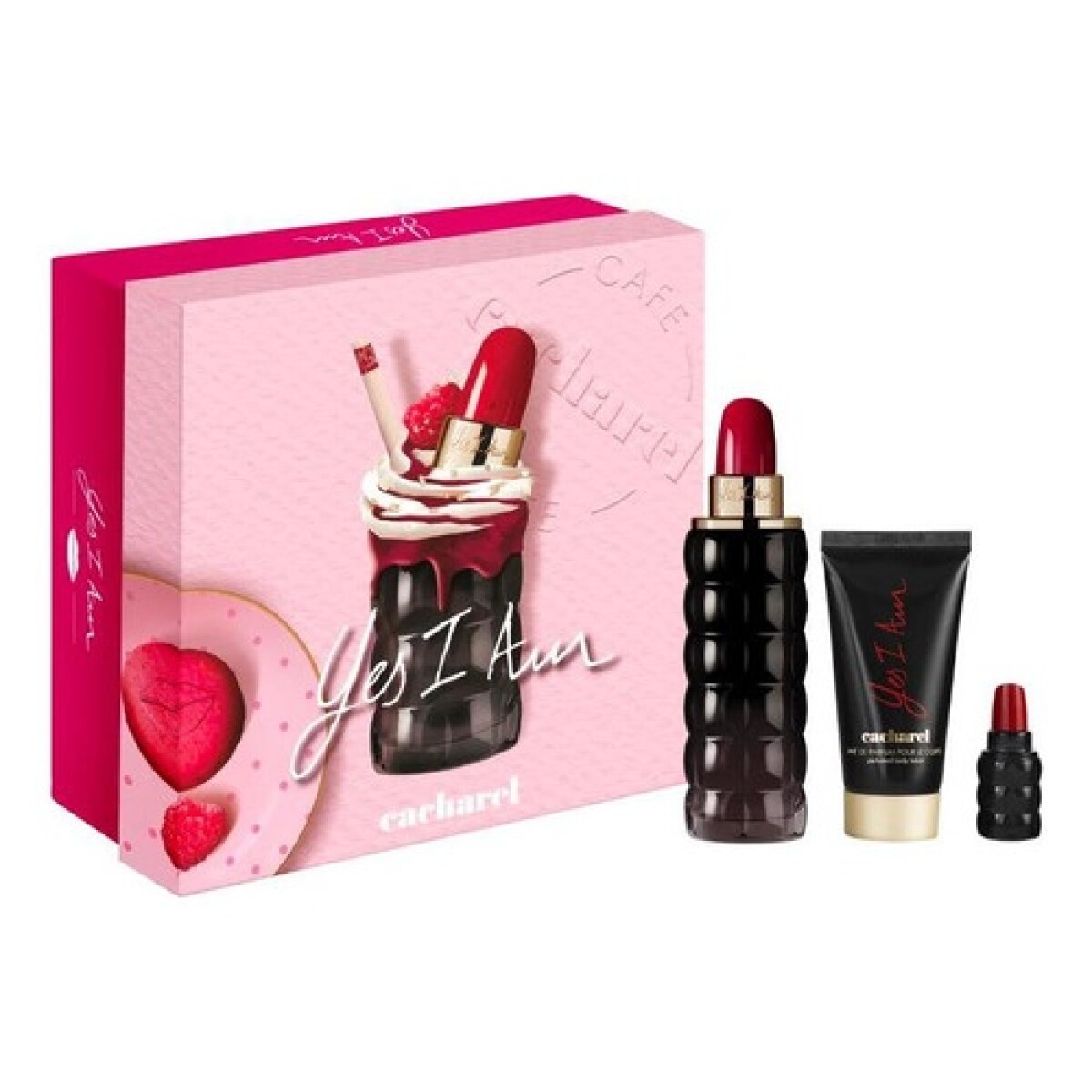 Set Perfume Cacharel Yes I Am EDP 75ml + 5ml + Body Lotion Original - Mujer 