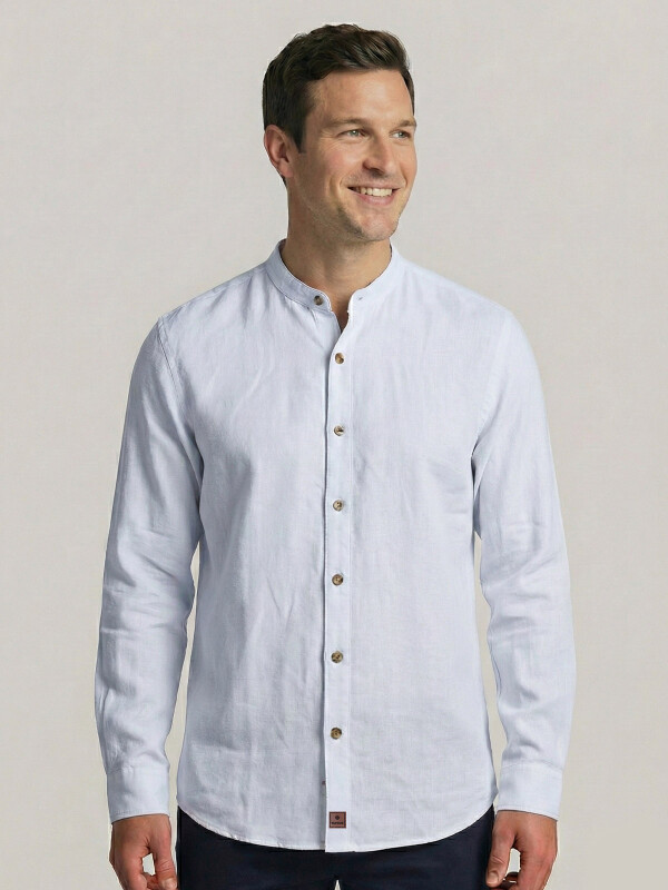 CAMISA LINO MAO CELESTE