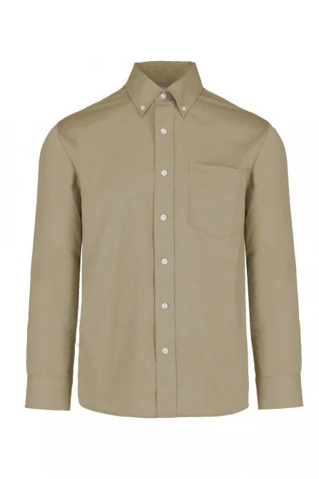 Camisa gabardina manga larga Beige
