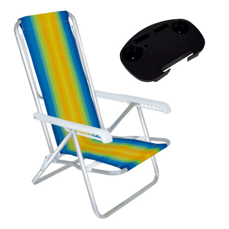 Silla Recli Alum 8Pos 100kg + Mesa Lateral Port Divisiones Azul/amarillo