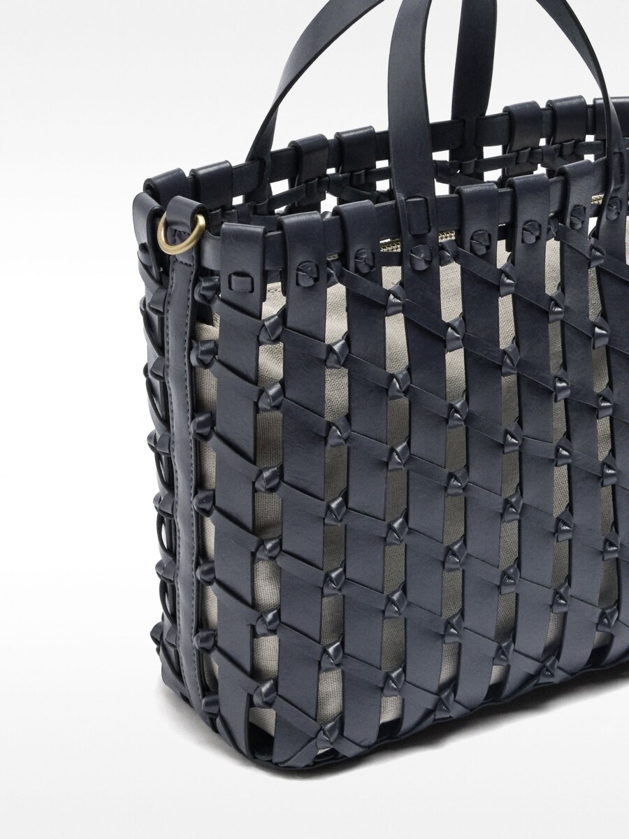 Bolso Tote Trenzado Con Nudos azul-marino