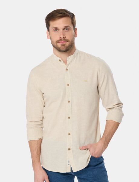CAMISA DE LINO CUELLO MAO Beige