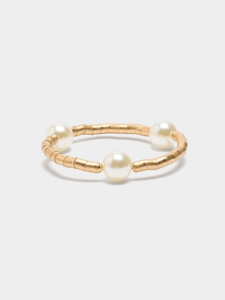 Pulsera Elástica De Perlas blanco