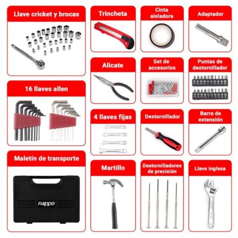 Kit De Herramientas Manuales Nappo 159 Piezas Kit De Herramientas Manuales Nappo 159 Piezas