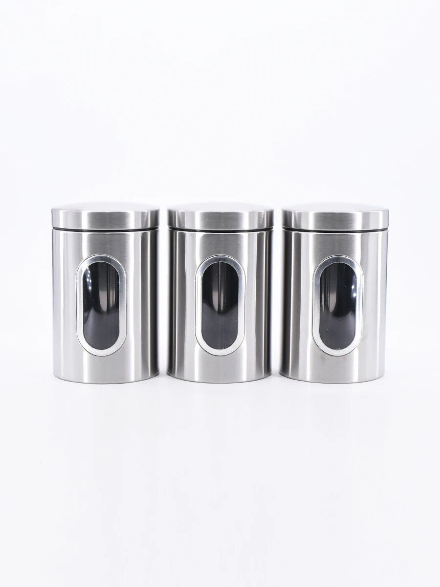 FRASCOS DE ALMACENAJE SET 3 PCS - PLATEADO 