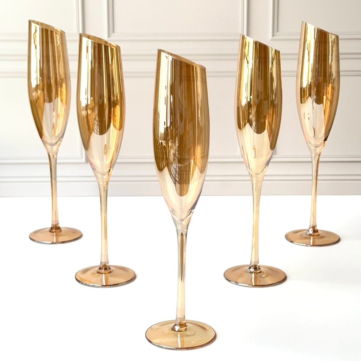 Juego De 6 Copas Champagne Cristal Ambar 185ML 