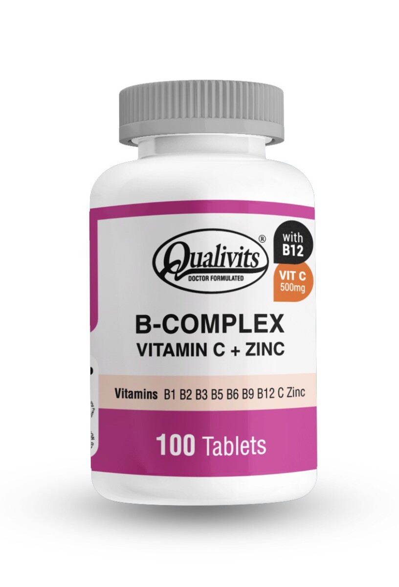 Qualivits B-Complex Vitamina C + Zinc 100 Tabletas – Energía y Sistema Inmunológico