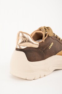 Zapatilla Cuero Combinada Marrón