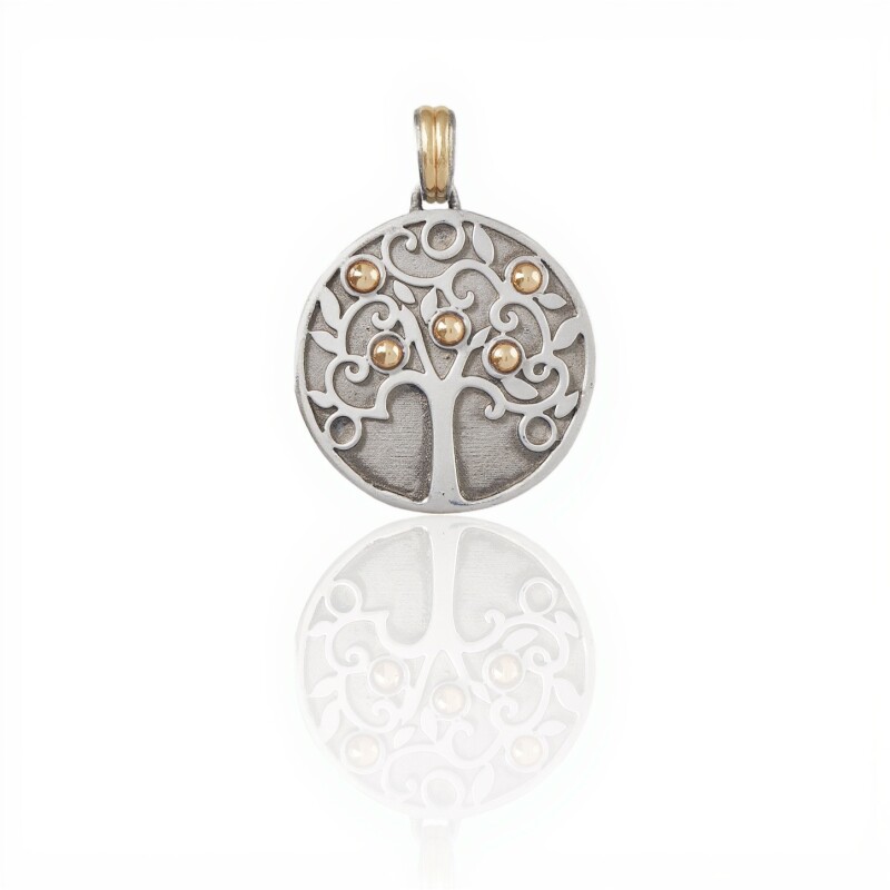 Dije Medalla Árbol de la vida-Plata y oro- Sin piedra- CP5013 sinpiedra