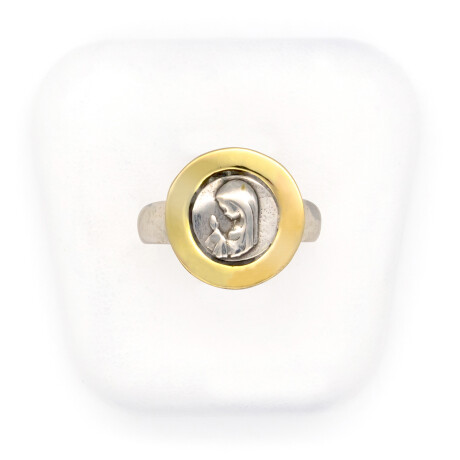 Anillo religioso de plata 925 y double en oro 18 ktes, VIRGEN NIÑA. Anillo religioso de plata 925 y double en oro 18 ktes, VIRGEN NIÑA.