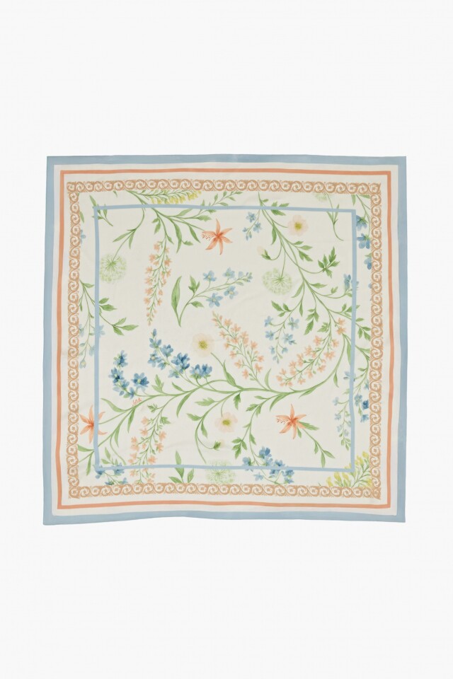 Pañuelo estampa botánica beige claro