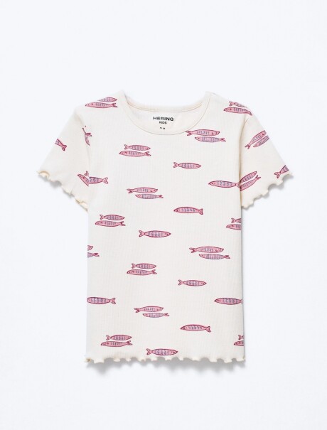BLUSA MANGA CORTA INFANTIL CON ESTAMPADO BEIGE