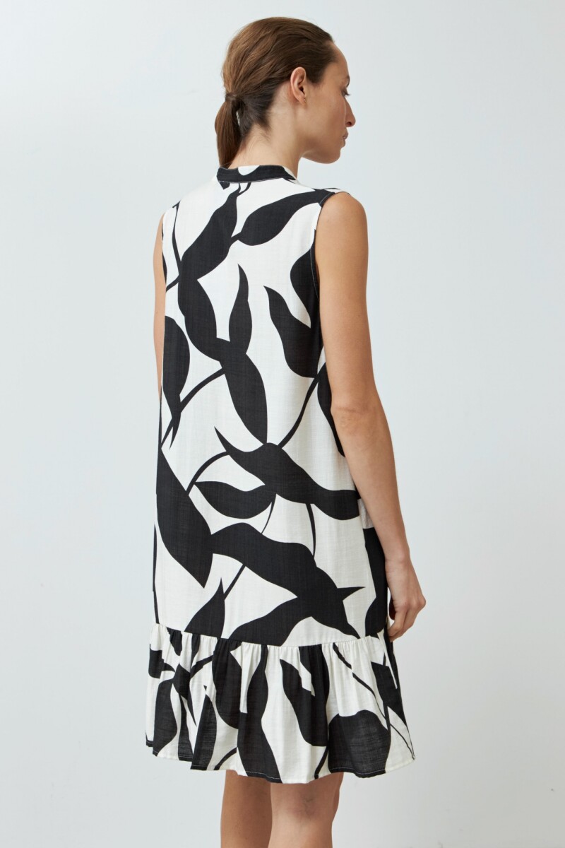 Vestido con estampa bicolor negro