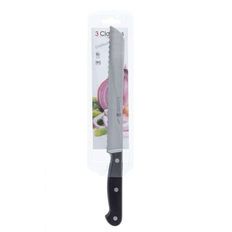 Cuchillo Pan 20Cm Acero Inox Mango Uniblock 3 Claveles Negro