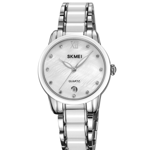 Reloj Skmei 2175SI Mujer Analógico Plateado con Detalles Blancos Reloj Skmei 2175si Mujer Analógico Plateado Con Detalles Blancos