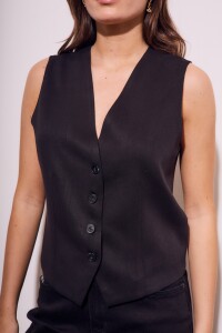 Chaleco Lino Negro