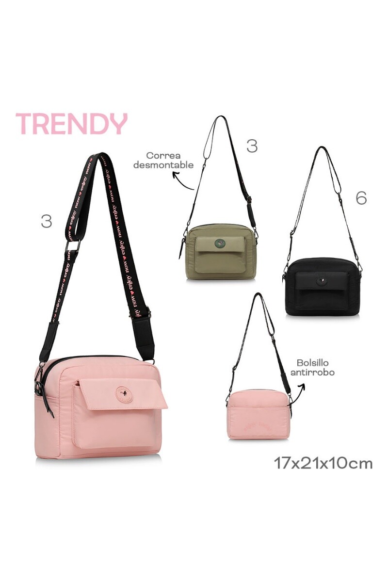 Bandolera con bolsillo frontal Rosado
