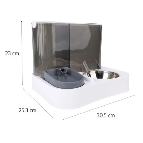 Dispensador De Agua/Comida 2en1 Para Mascotas Bowl de Acero Gris
