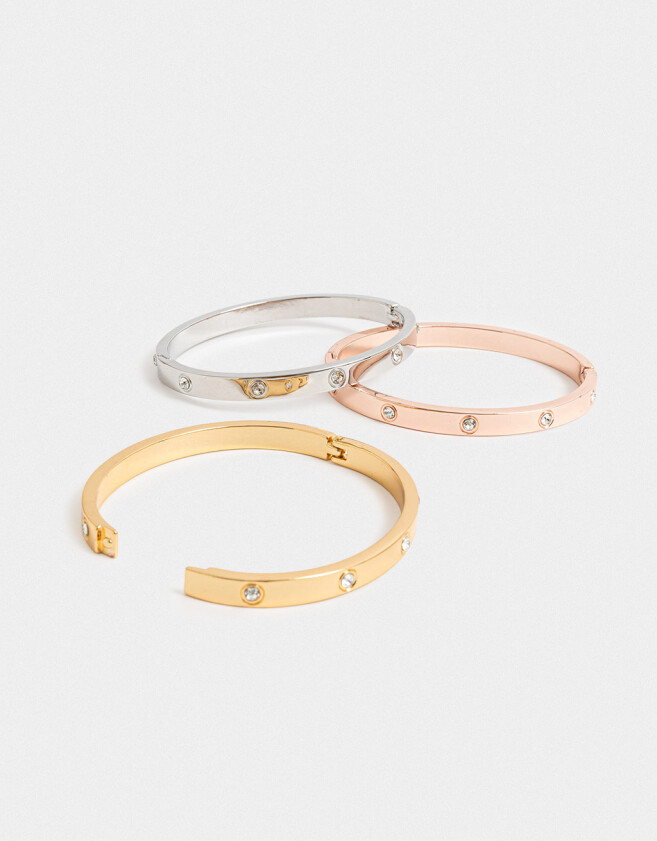 Pulseras Rígidas Sets Premium Gold Pulseras Rigidas Sets Bañado En Oro Rosa - Dorado Oro Rosa