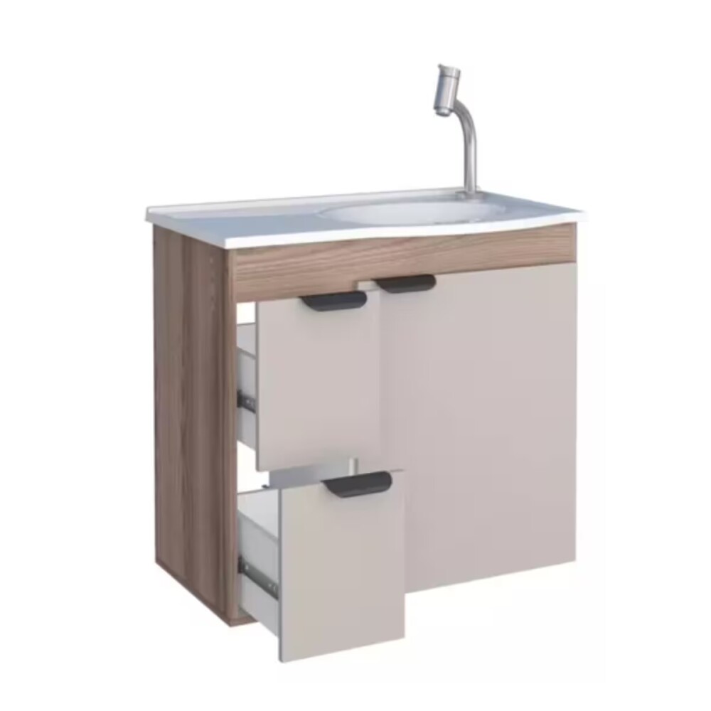 Mueble de baño suspendido Margarita Beige 60 cm con bacha de resina Mueble De Baño Suspendido Margarita Beige 60 Cm Con Bacha De Resina