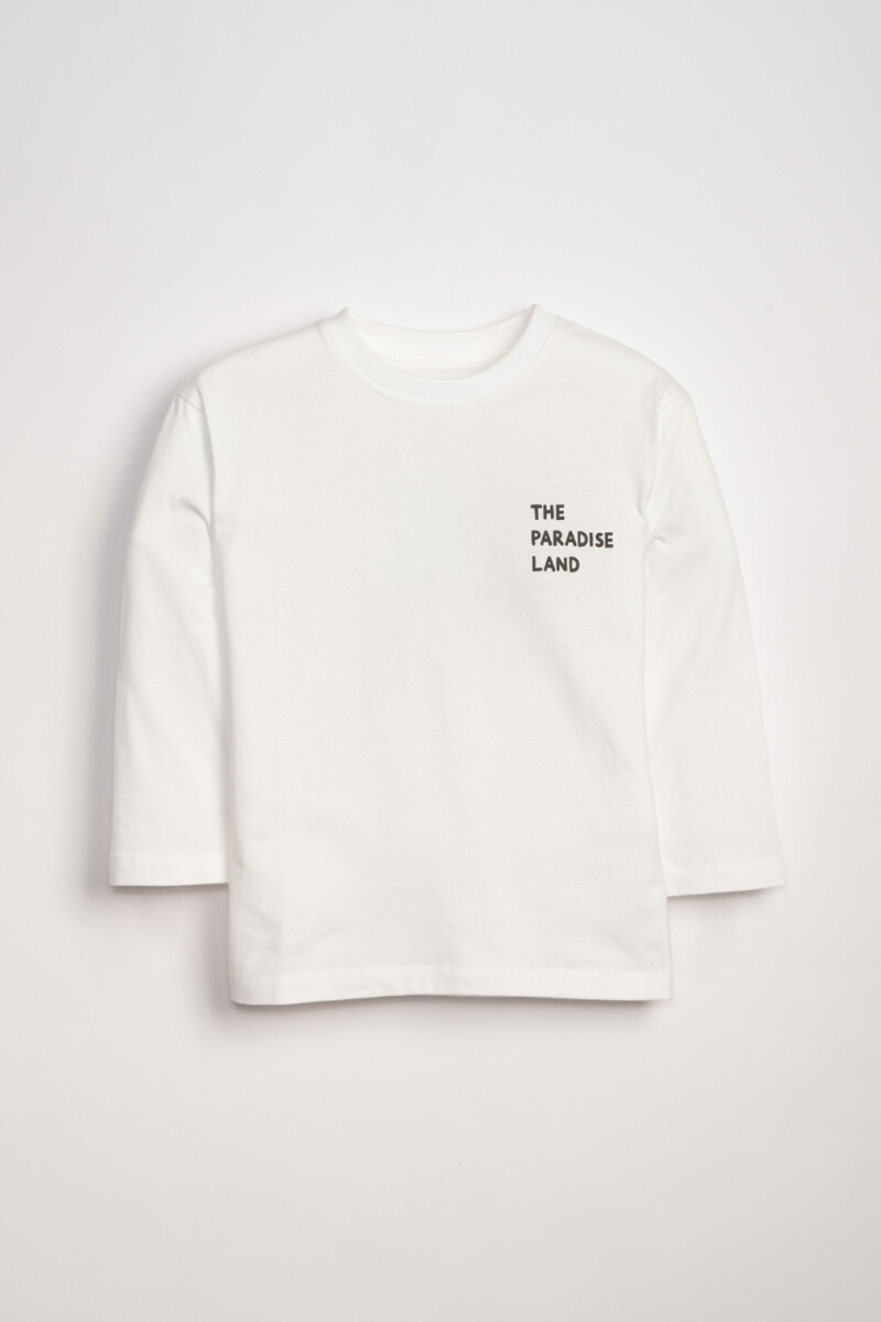 REMERA Manga larga ESTAMPA Paradise Blanca