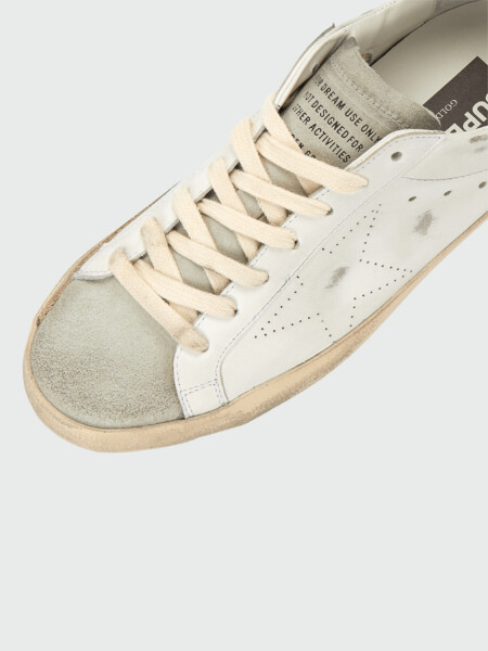 Golden Goose-Championes de cuero acordonados, Super Star Blanco