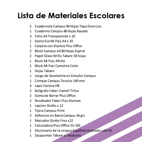 Lista de Materiales Escolares The Anglo School - 5º Centro Lista de Materiales Escolares The Anglo School - 5º Centro
