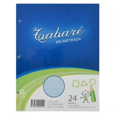 HOJA TABARE MILIMETRADA PAQUETE POR 24 HOJAS HOJA TABARE MILIMETRADA PAQUETE POR 24 HOJAS