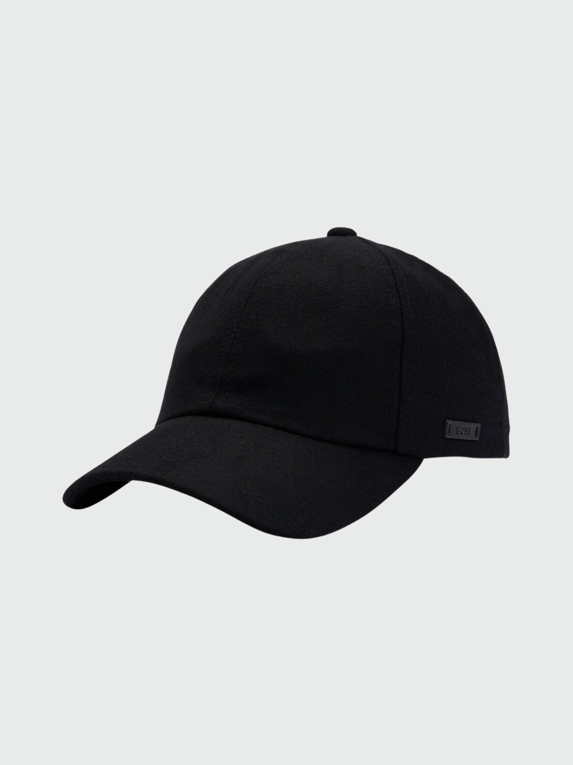 BOSS Gorra de Lana con Etiqueta de Logo de Cuero Sintético Negro