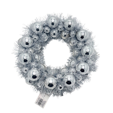 Corona Navideña Metalizada Plateada