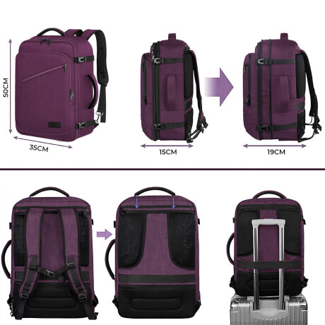 Mochila Viaje Valija Carry On Extens Liviana Calidad Violeta