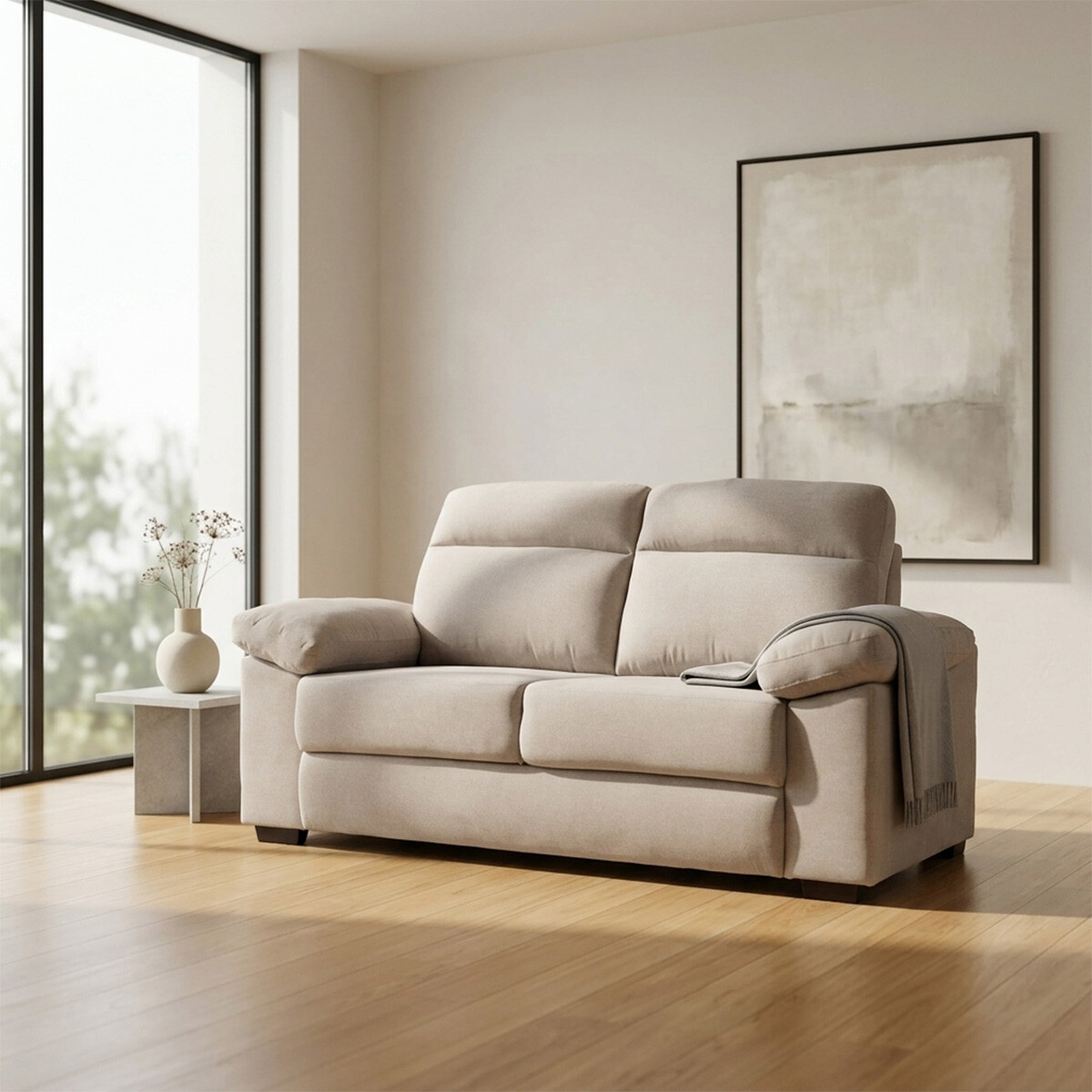 Sofá Owen - Tela Microfibra - 2 cuerpos - 12072 (Beige) 
