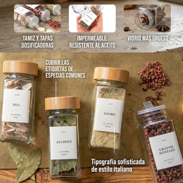 Set De 24 Especiero Frascos De Vidrio Condimentos recipiente organizador Cocina IMBACK Set De 24 Especiero Frascos De Vidrio Condimentos recipiente organizador Cocina IMBACK