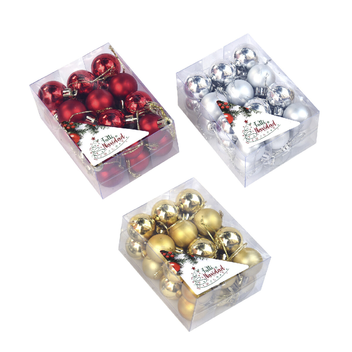 Esferas Metalizadas Y Mate X24 - 3cm - Colores: Rojo, Dorado 