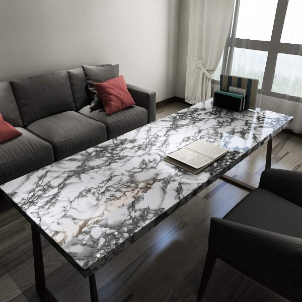 Papel Adhesivo Empapelar Lavable Símil Mármol 60 Cm Variante Mármol Oscuro