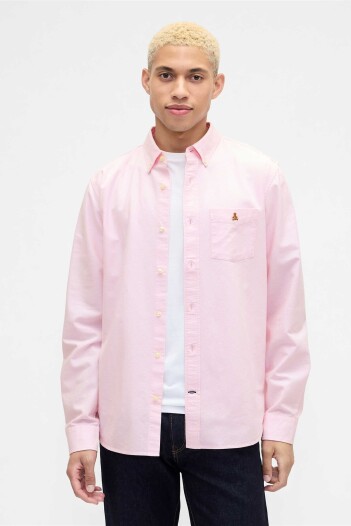 Camisa Oxford Logo Oso Brannan Hombre Primrose Pink