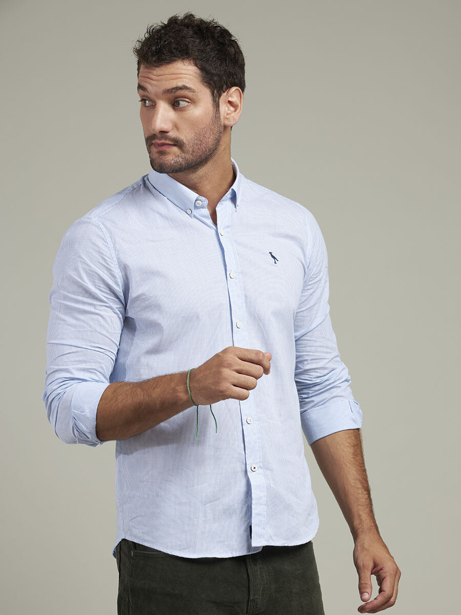 CAMISA SHELF POLANCO - Blanco/celeste 