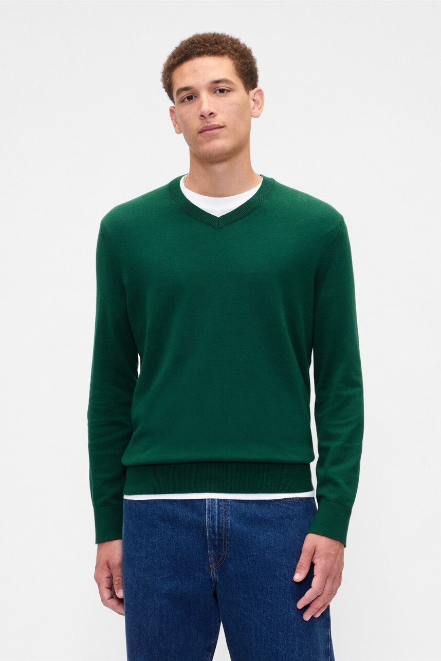Buzo Algodón Cuello V Hombre Evergreen Glamour