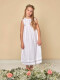 Vestido Largo Con Tiras Bordadas Blanco