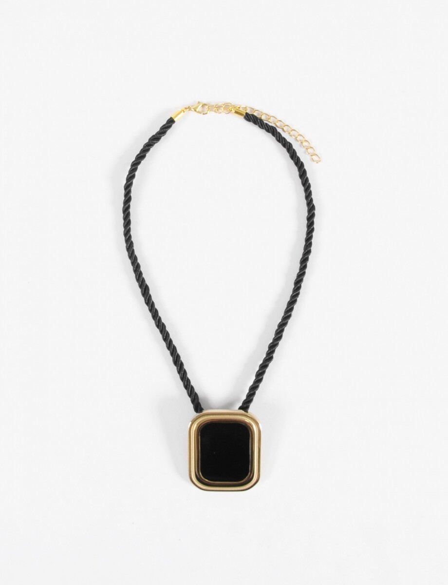 Collar cordón con dije retro de acero - dorado 