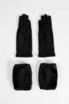 Guantes de suede con miton de pelo removible negro