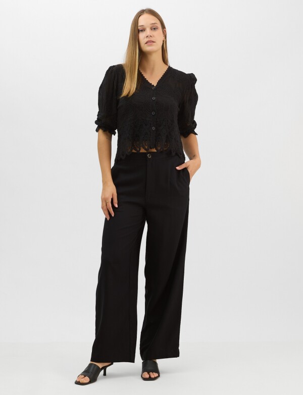 Blusa Bordada Puntilla NEGRO