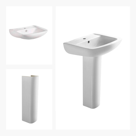 LAVATORIO Y PEDESTAL DE LOZA SANITARIA MALAWI BLANCO BLANCO
