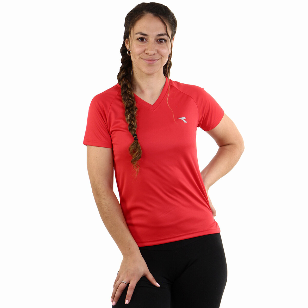 Remera Deportiva Mujer Diadora Dry Fit - Rojo 