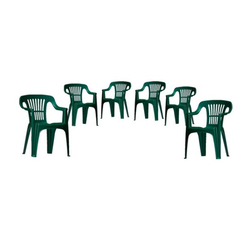 Pack De 6 Sillas De Plastico P/ Jardin Patio Apilables Ltc Color Verde Pack De 6 Sillas De Plastico P/ Jardin Patio Apilables Ltc Color Verde