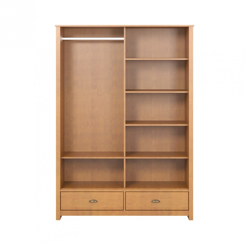 Ropero 2 puertas corredizas 2 cajones - Madera maciza Marron