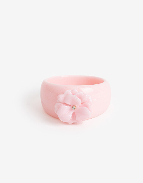 Brazaletes Acrilico Brazalete Flor Resina - Dorado