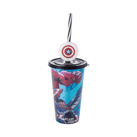 Vaso Plástico Milk Shake con Pin y Pajita 500 ml Avengers