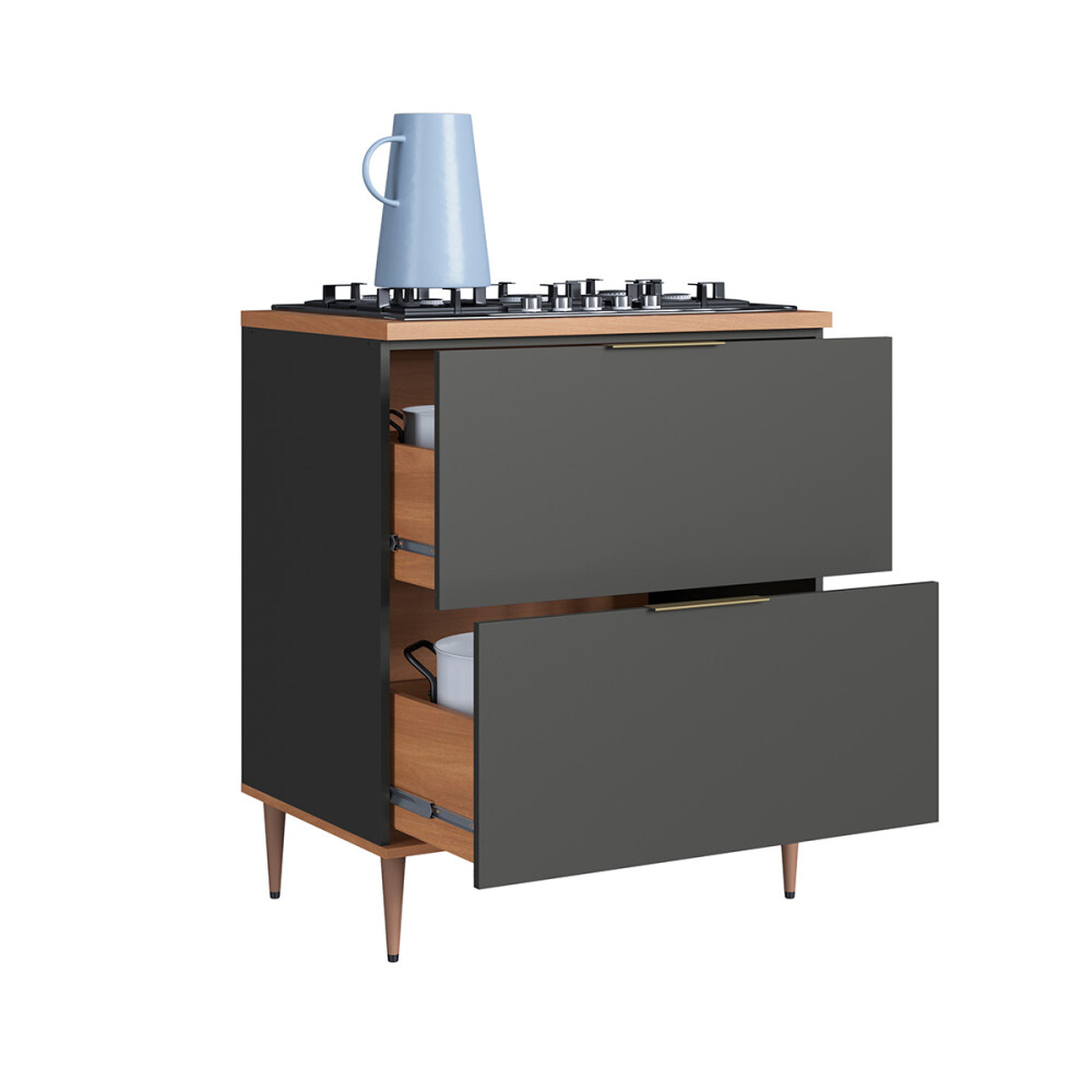 Módulo bajo ALICE 0,80 m 2 cajones, color Grafito Módulo Bajo Alice 0,80 M 2 Cajones, Color Grafito